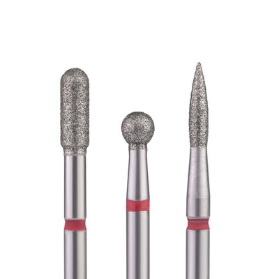 Стартовий набір фрез Nail Drill Set-2 Red для тонкої кутикули (3 фрези, м'яка абразивність) 002595 фото