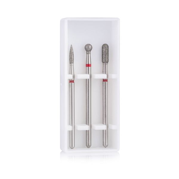 Стартовый набор фрез Nail Drill Set-2 Red для тонкой кутикулы (3 фрезы, мягкая абразивность) 002595 фото