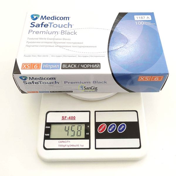 Нитриловые перчатки Medicom, плотность 5 г. - SafeTouch Premium Black - Чёрные (100 шт) 001285 фото