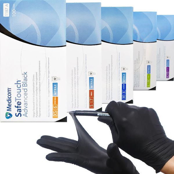 Нитриловые перчатки Medicom, плотность 5 г. - SafeTouch Premium Black - Чёрные (100 шт) 001285 фото