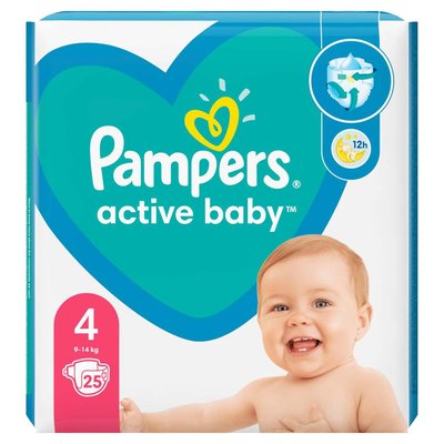 Підгузки Pampers Active Baby Розмір 4 (9-14 кг) 25шт/уп 001529 фото