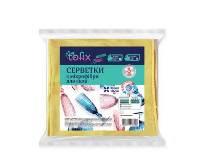 Tofix Салфетка из микрофибры для стекла 30х30см, 5 шт 003967 фото