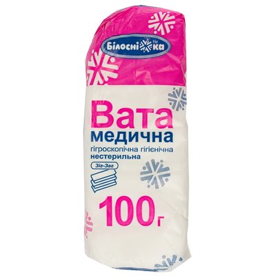 Вата Зигзаг медична нестерильна Білосніжка 100 г 000528 фото