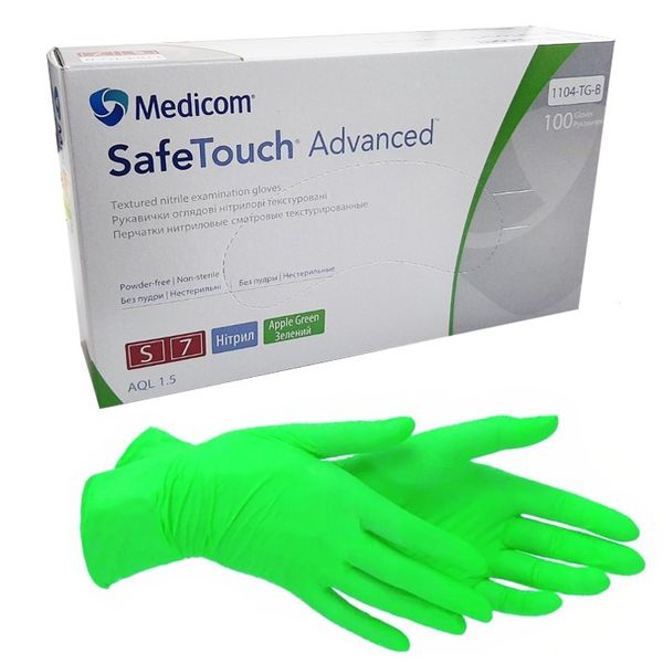 Перчатки нитриловые Medicom SafeTouch Advanced Green Зеленые 001618 фото