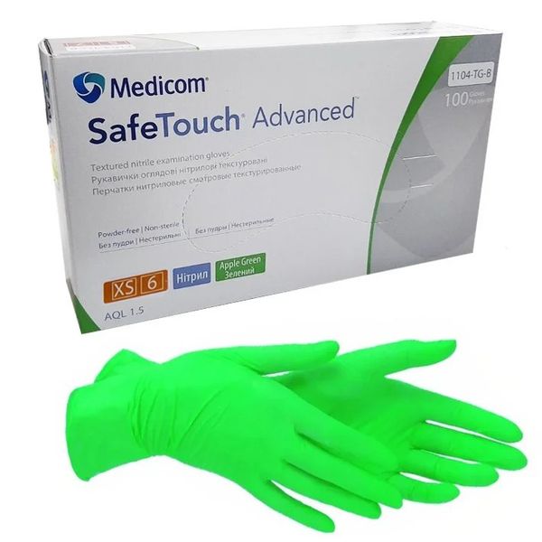 Перчатки нитриловые Medicom SafeTouch Advanced Green Зеленые 001618 фото