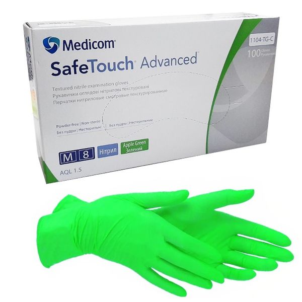 Перчатки нитриловые Medicom SafeTouch Advanced Green Зеленые 001618 фото