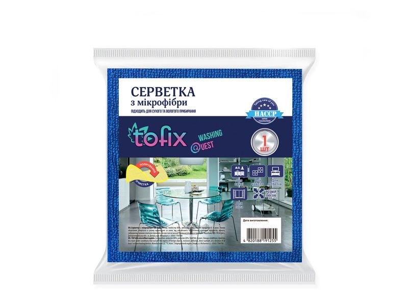 Tofix Серветка з мікрофібри універсальна 30х30см, 1 шт 003964 фото