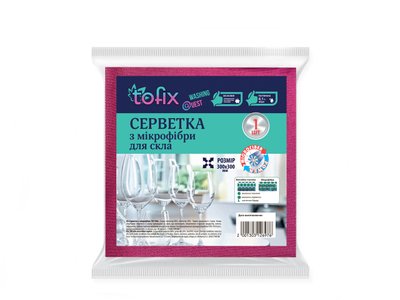 Tofix Салфетка из микрофибры для стекла 30х30см, 1 шт 003966 фото