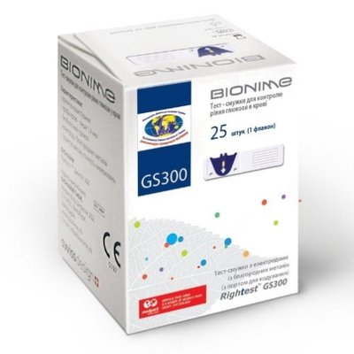 Тест-смужки Bionime Rightest GS 300, 25 шт. 001803 фото