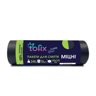 Tofix Міцні Пакети для сміття 240 л. 10 шт/уп 003979 фото