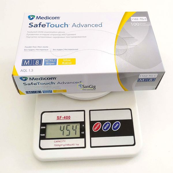 Нитриловые перчатки Medicom SafeTouch Advanced, плотность 4 г. - желтые (100 шт) 002253 фото