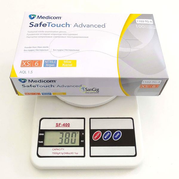 Нітрилові рукавички Medicom SafeTouch Advanced, щільність 4 г. - жовті (100 шт) 002253 фото