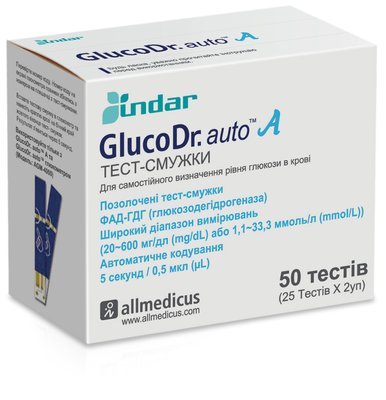 Тест-смужки GlucoDr. auto / auto A, 50 шт. - 10/2025 000405 фото