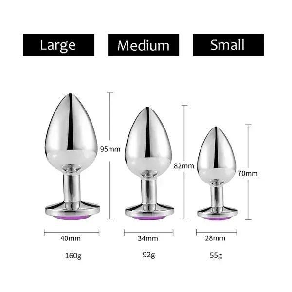 Анальная пробка из нержавеющей стали с кристаллом размер L 001770 фото