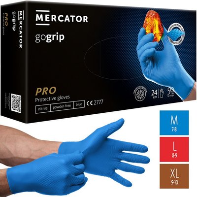 Рукавички нітрилові Супер міцні GoGrip Mercator Medical, щільність 7.2 г. - блакитні (50 шт/25пар) 002287 фото