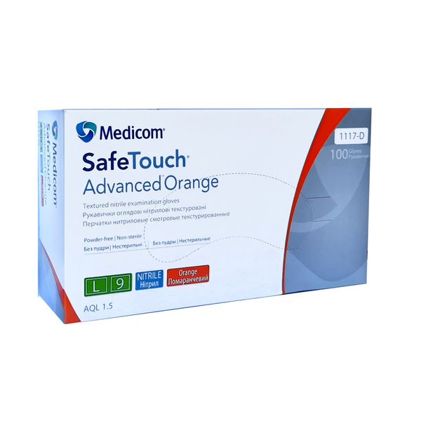 Помаранчеві рукавички нітрилові Medicom SafeTouch Advanced Orange 001290 фото