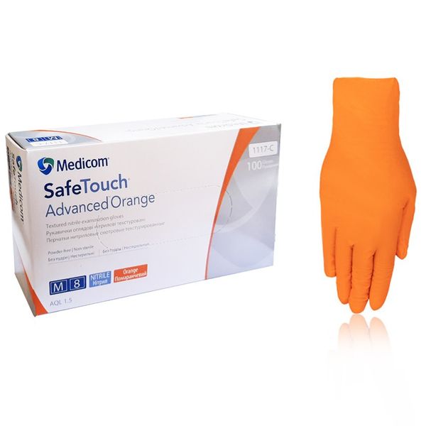 Оранжевые нитриловые перчатки Medicom SafeTouch Advanced Orange 001290 фото