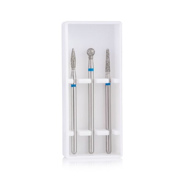 Стартовий набір фрез Nail Drill Set-1 Blue для щільної кутикули (3 фрези, середня абразивність) 002594 фото