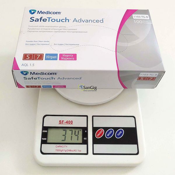 Перчатки нитриловые Medicom SafeTouch Advanced Magenta, плотность 3.7 г. - (розовые) 100шт 001349 фото