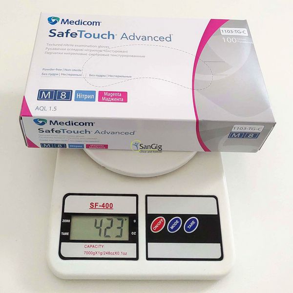 Рукавички нітрилові Medicom SafeTouch Advanced Magenta щільність 3.7 г. - (рожеві) 100 шт 001349 фото